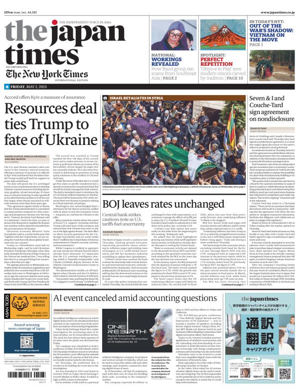 Prima-pagina-The-Japan-Times-oggi-edizione-di-oggi-20250502